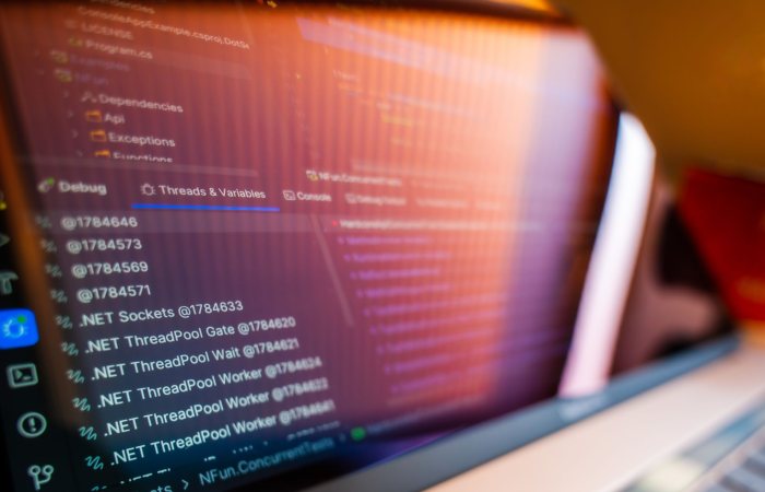 Focused view of a computer screen displaying code and debug information.